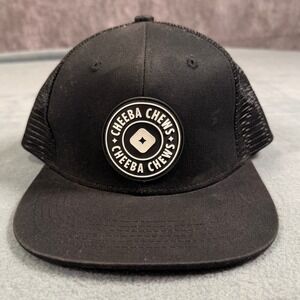Cheeba Chews Trucker Hat Black Snapback Mesh Back Logo Patch Flat Brim Cap
